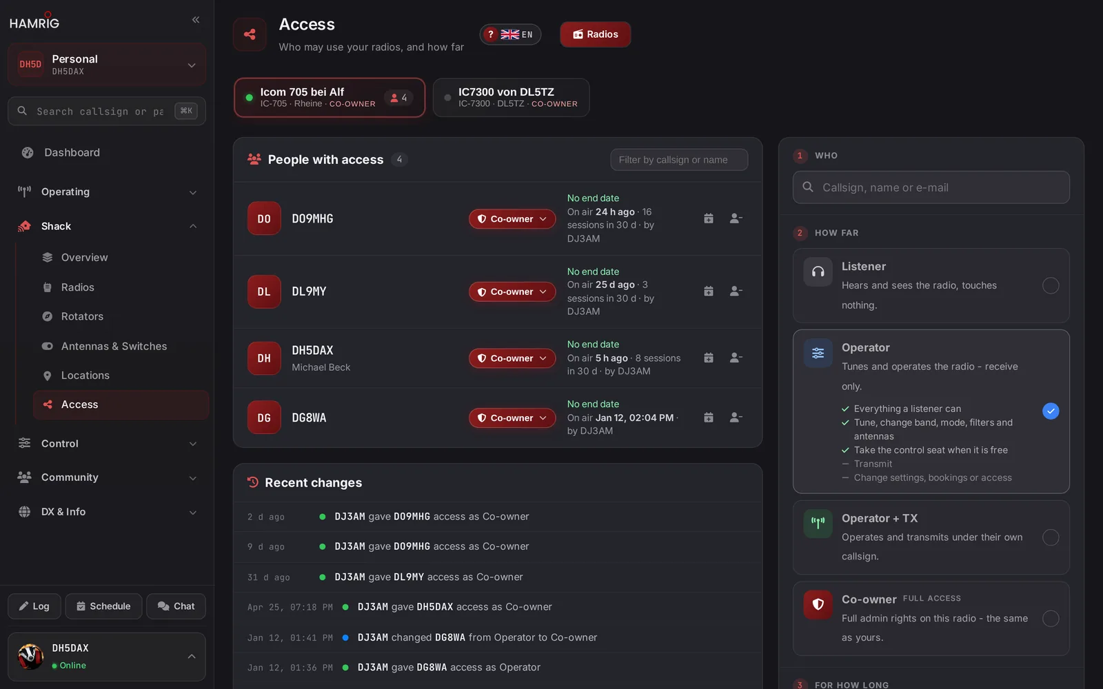 HamRig access page