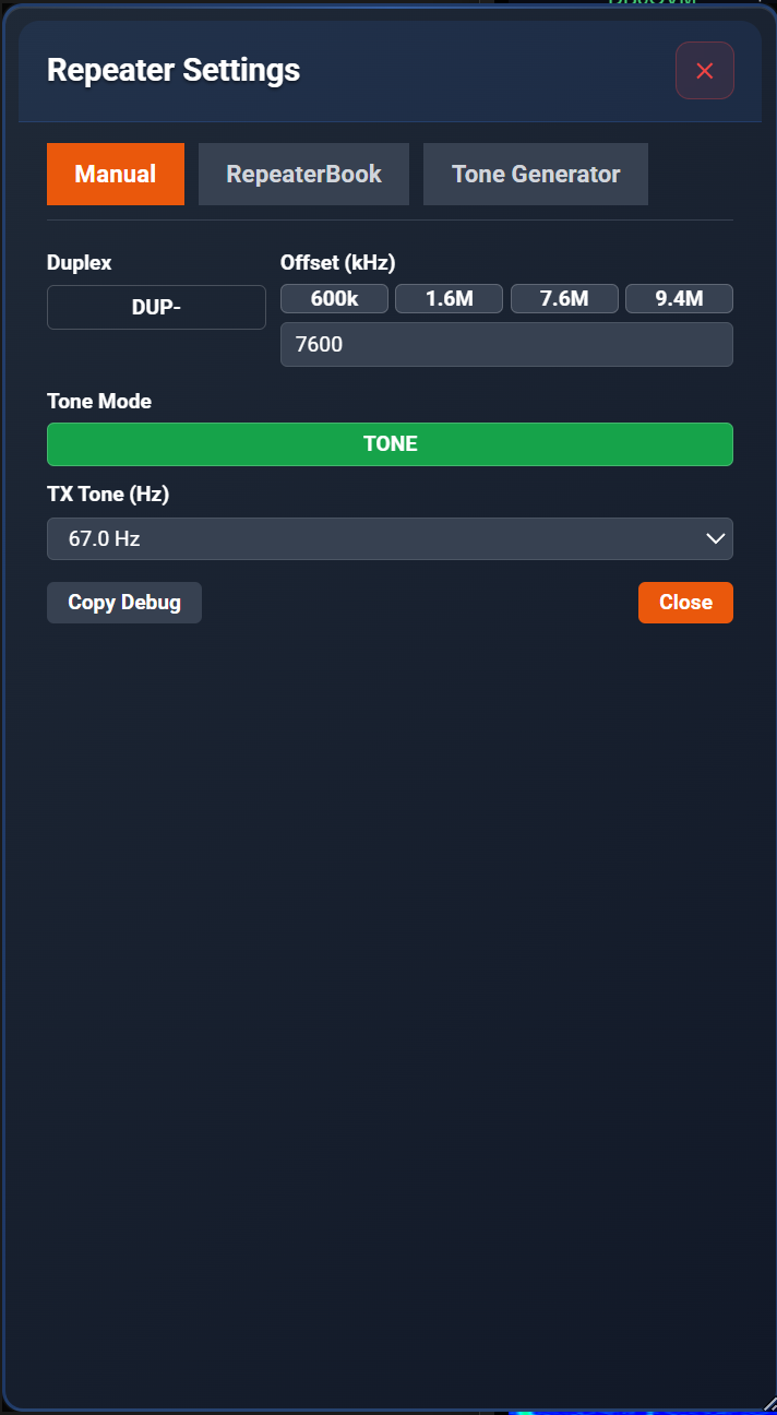 Manual Repeater Setup
