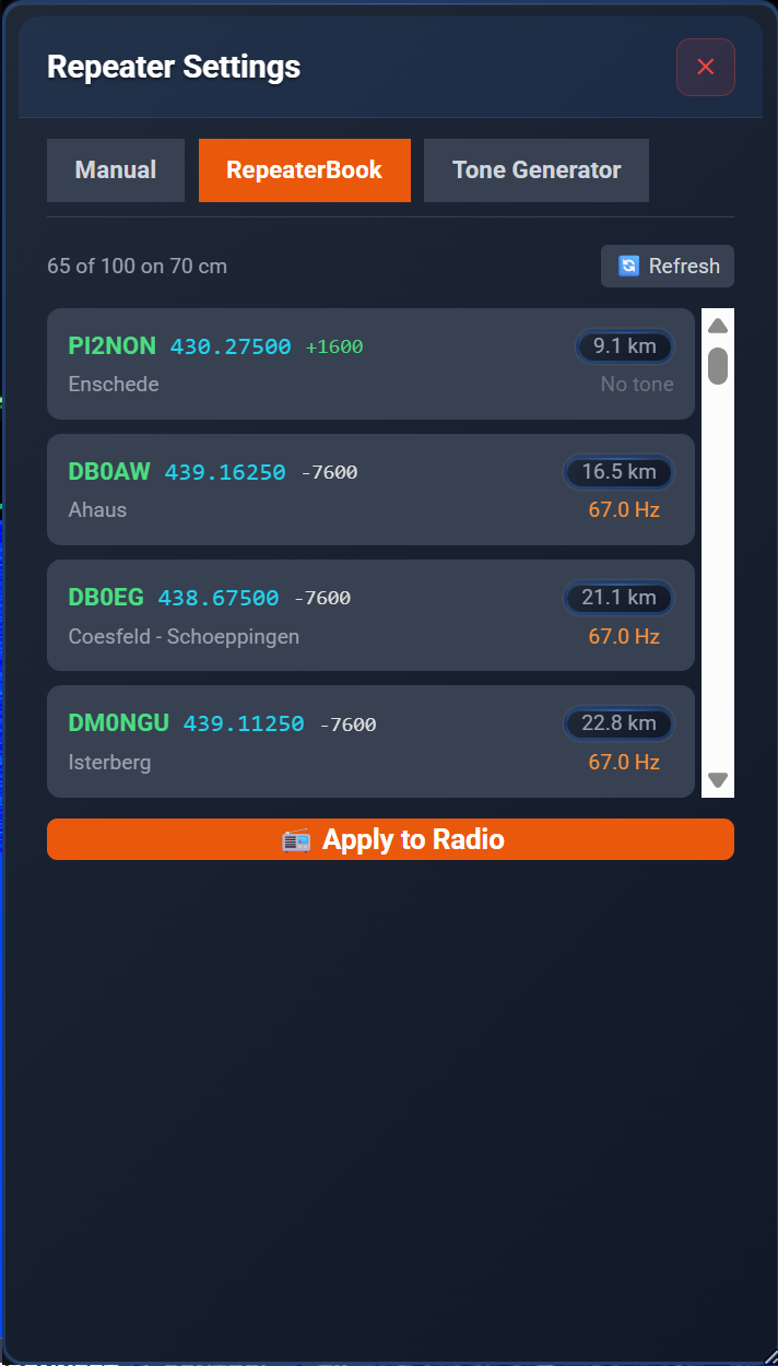 Repeaterbook Integration