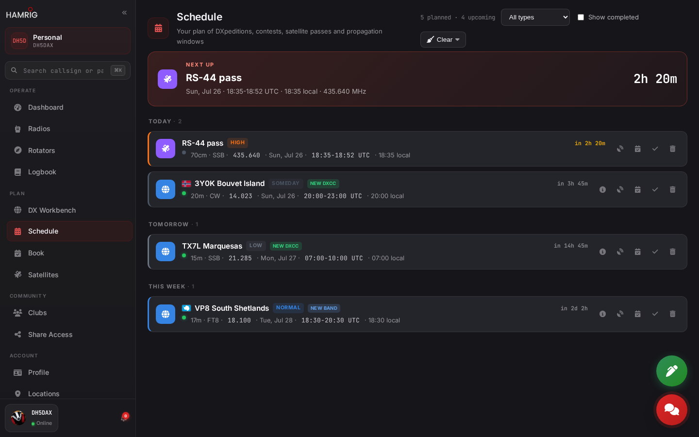 HamRig Smart Scheduling